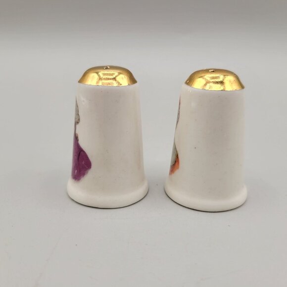 George and Martha Washington Ceramic Salt and Pepper Shaker Set Gold Tops - Picture 2 of 7